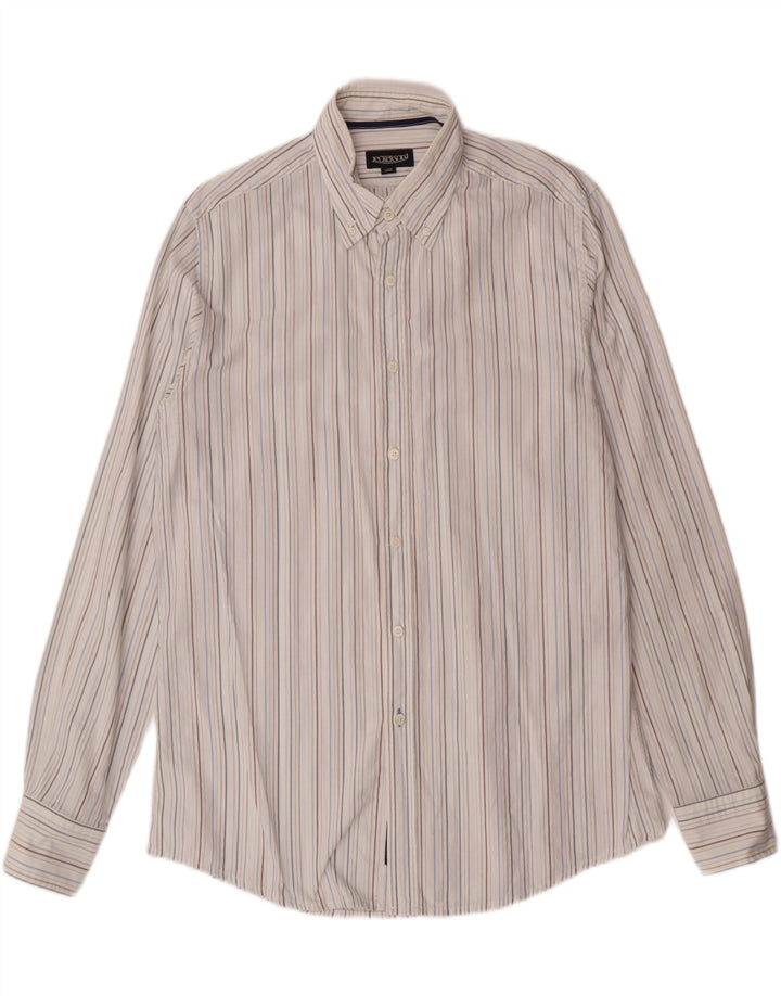 JECKERSON Mens Shirt Large White Striped Cotton