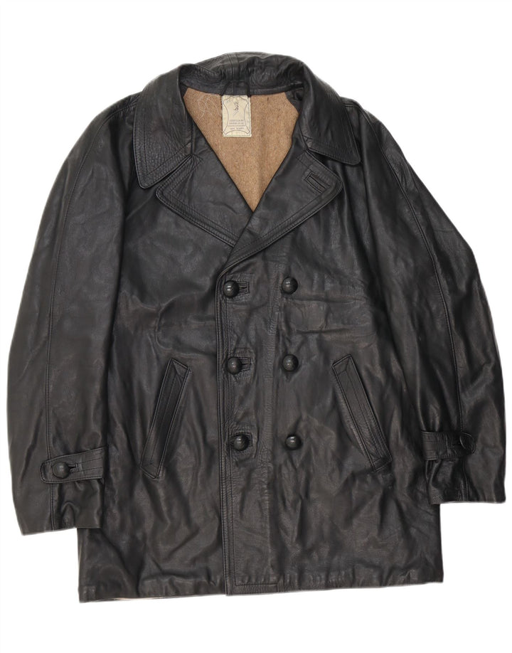 Vintage Ανδρικό Δερμάτινο Μπουφάν UK 38 Medium Black Leather