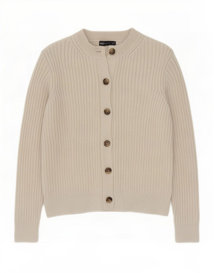 Marks & Spencer Γυναικεία ζακέτα πουλόβερ UK 12 Medium Off White Polyester