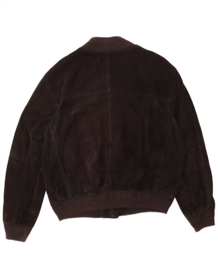 Vintage Ανδρικό Suede Bomber Jacket IT 50 Large Μαύρο