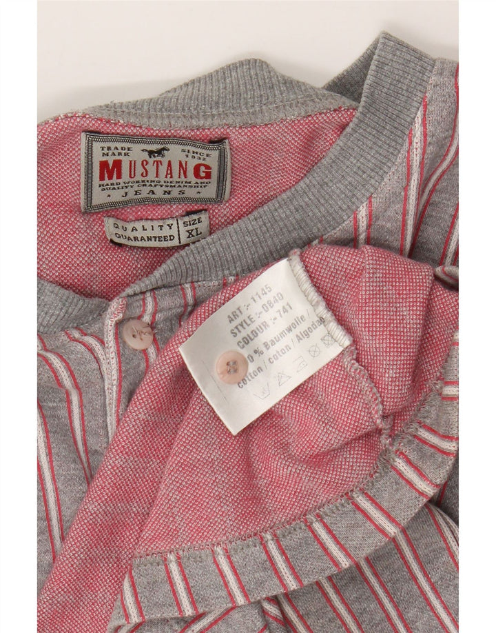 Mustang Ανδρικό T-Shirt Top XL Γκρι ριγέ βαμβακερό