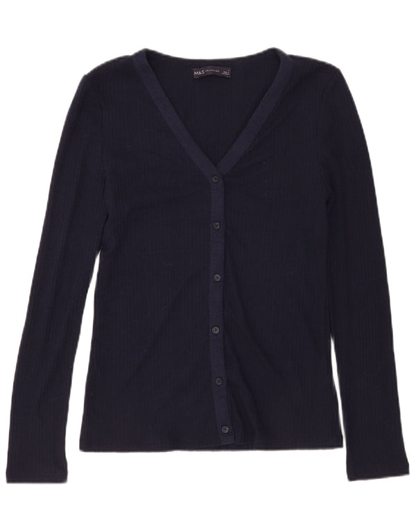 Marks & Spencer Γυναικεία Μπλούζα Μπλούζα UK 8 Small Navy Blue Polyester