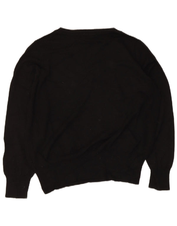 Marks & Spencer Womens V-Neck Jumper Sweater UK 14 Medium Black Viscose