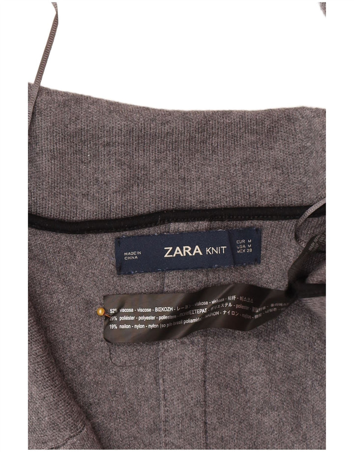 Zara Γυναικεία Ζακέτα Longline UK 14 Medium Grey Viscose