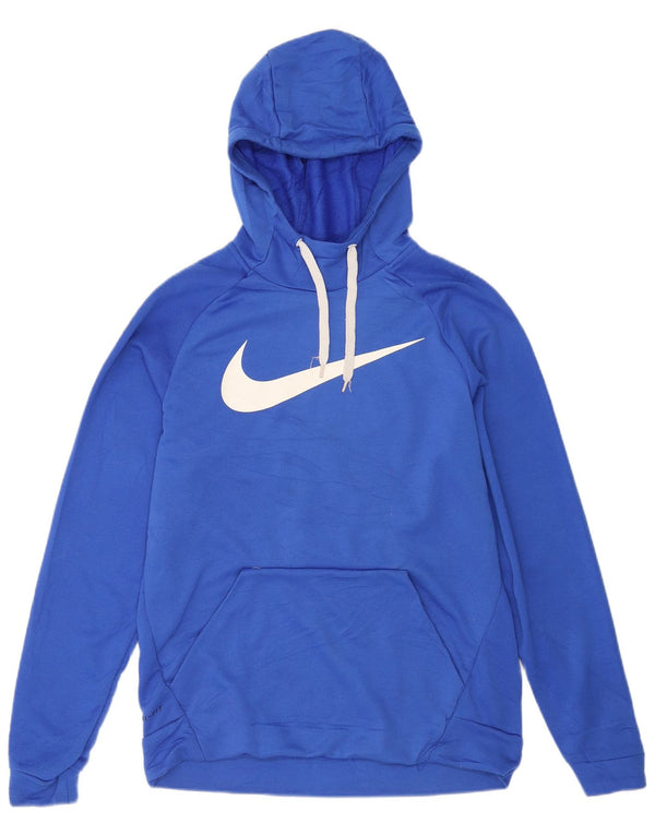 Ανδρικά γραφικά κουκούλα Nike Dri Fit, μεσαίο μπλε πολυεστέρας