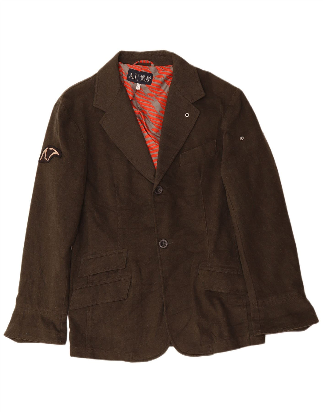 ARMANI JEANS Ανδρικό σακάκι με 2 κουμπιά σακάκι IT 52 μεγάλο χακί βαμβακερό