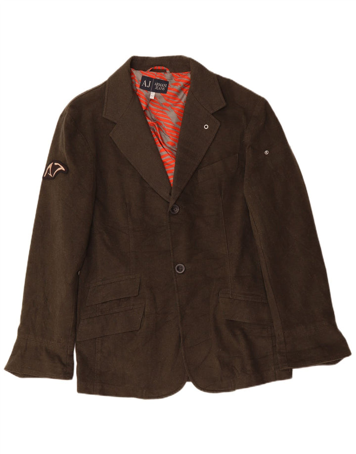 ARMANI JEANS Ανδρικό σακάκι με 2 κουμπιά σακάκι IT 52 μεγάλο χακί βαμβακερό