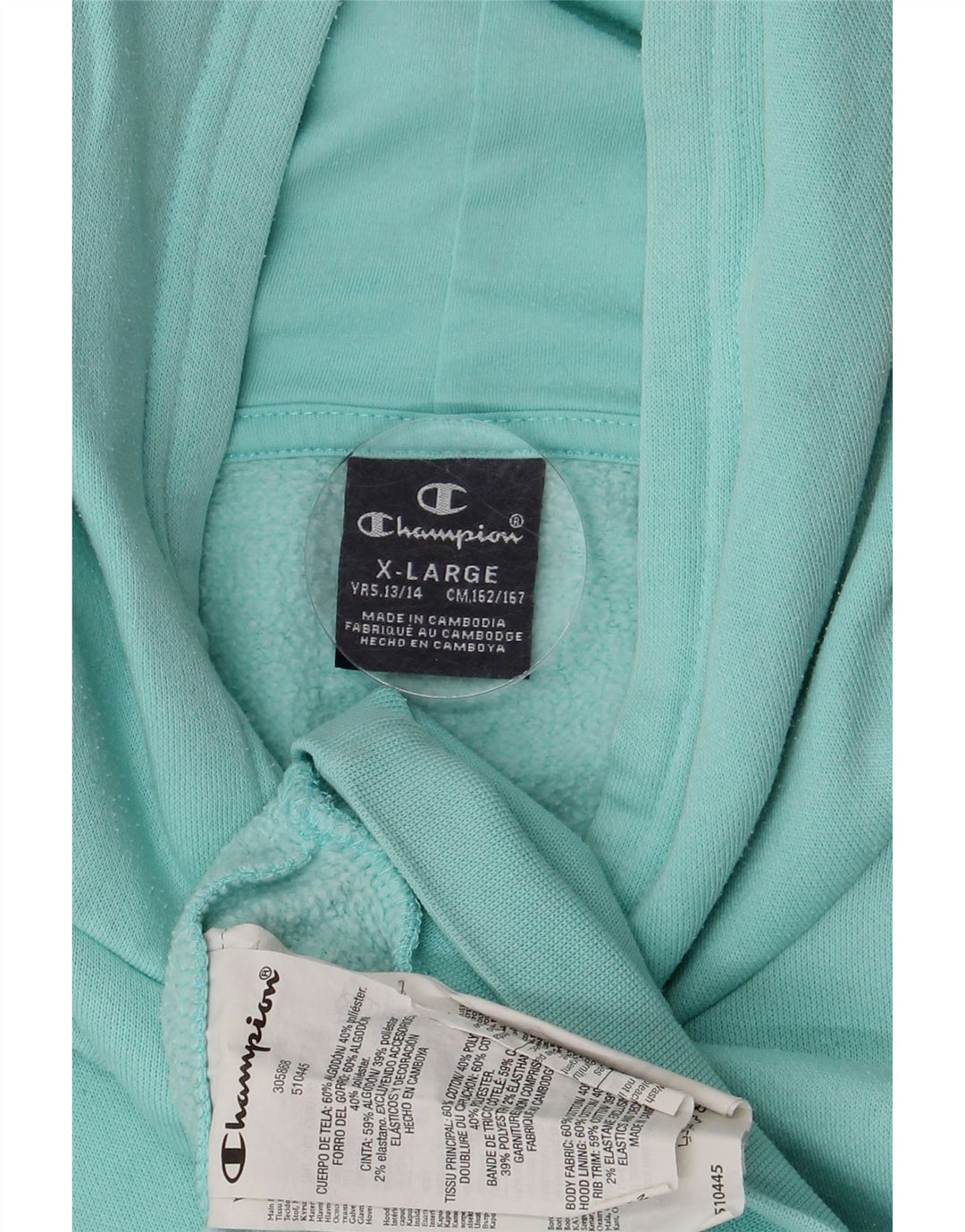 CHAMPION Κορίτσια με κουκούλα 13-14 ετών XL Τυρκουάζ βαμβάκι