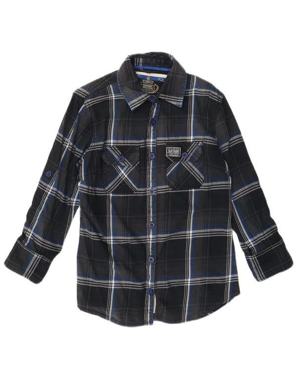 Superdry Γυναικείο Φανελένιο Πουκάμισο UK 14 Medium Navy Blue καρό βαμβακερό