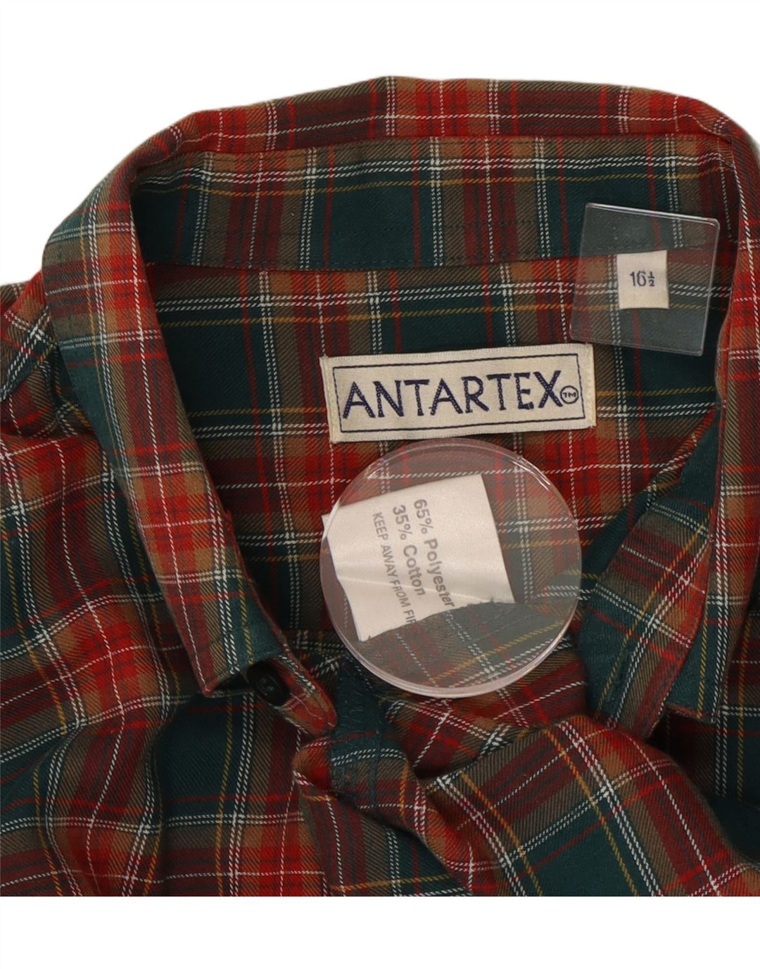 Ανδρικό φανελένιο πουκάμισο Antartex Μέγεθος 16 1/2 Large Green Check Polyester