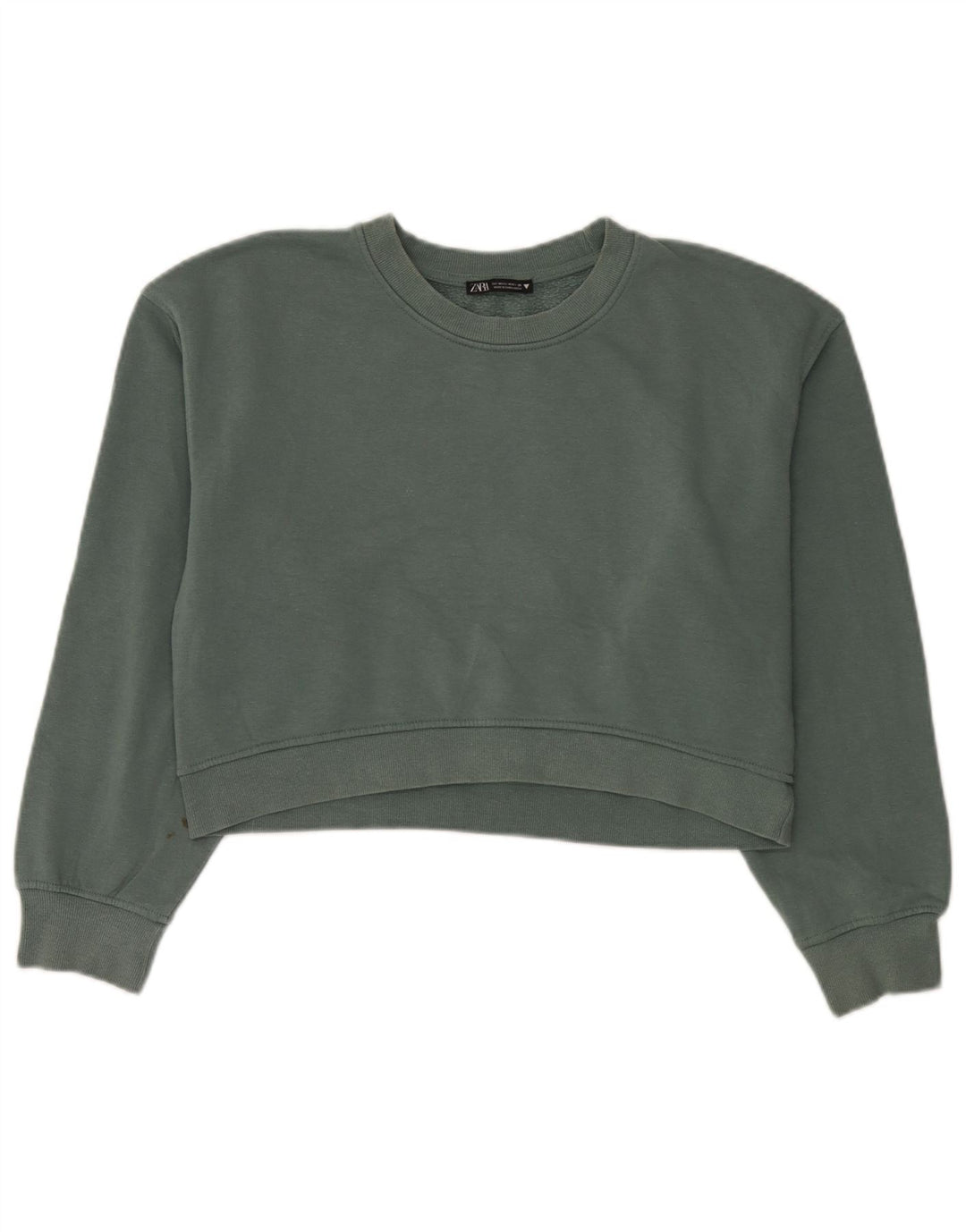 Zara Γυναικεία φούτερ Crop Oversized Jumper UK 14 Μεσαίο πράσινο βαμβακερό