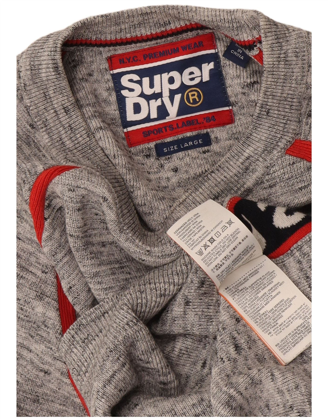 Ανδρικό πουλόβερ Superdry Graphic Crew Jumper με μεγάλο γκρι χρώμα