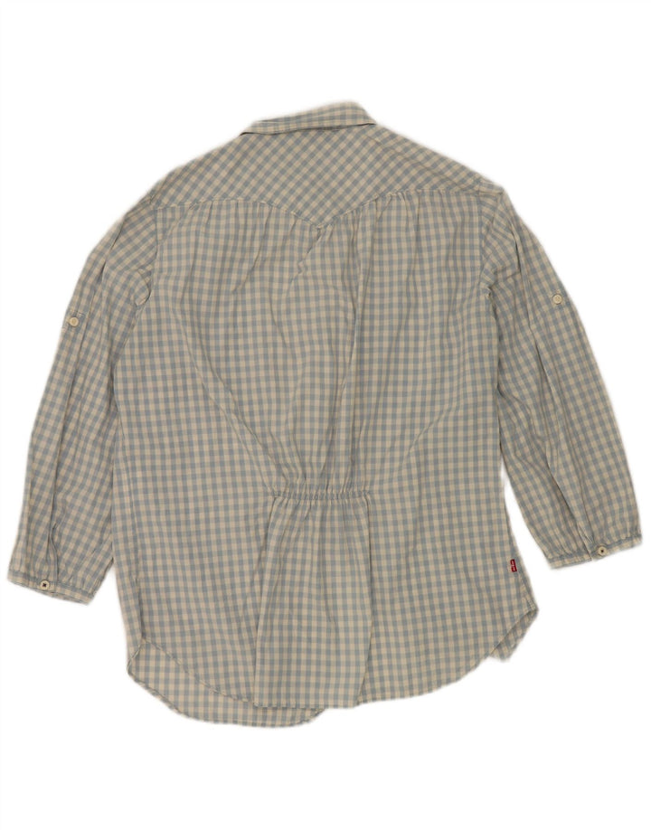 Levi's γυναικείο πουκάμισο 3/4 μανίκι UK 16 μεγάλο μπλε βαμβακερό Gingham