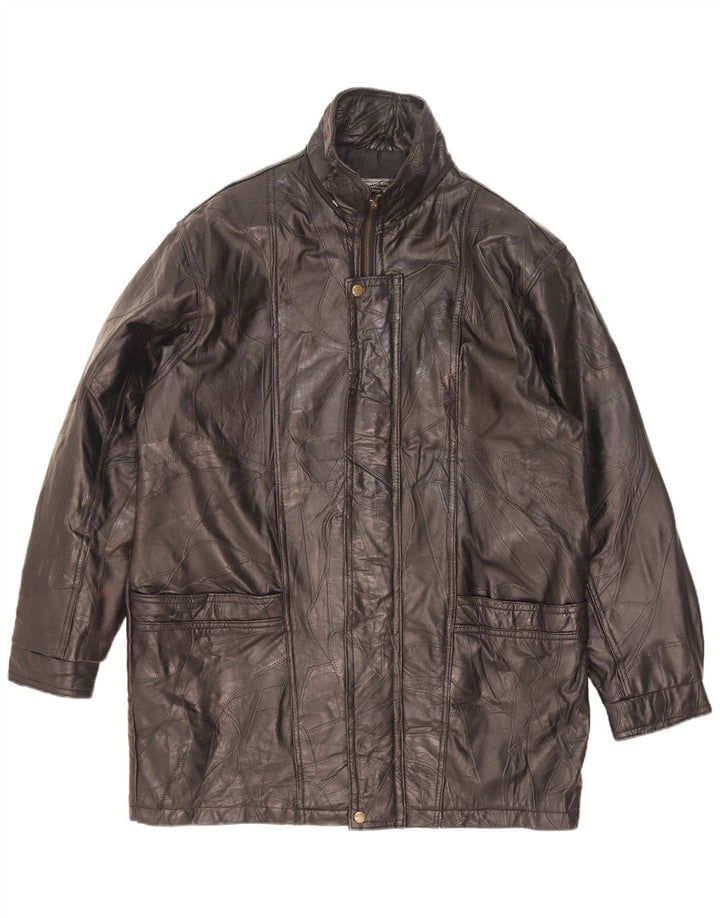 Alberto Bruni Ανδρικό Δερμάτινο Παλτό UK 40 Large Black Patchwork Leather