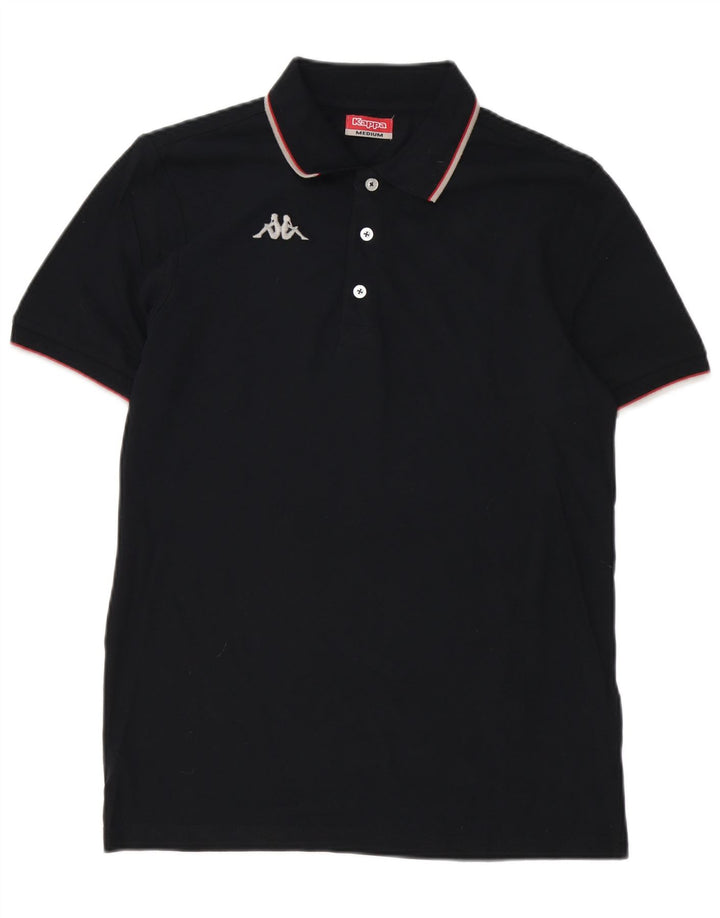Ανδρικό μπλουζάκι πόλο Kappa, μεσαίο μαύρο βαμβακερό