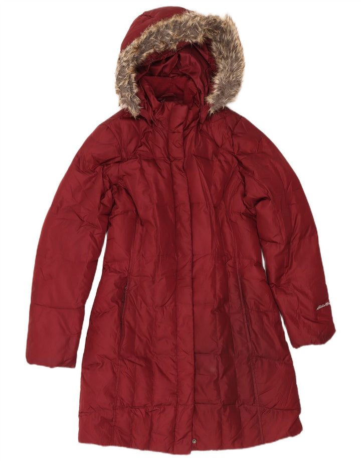 Eddie Bauer Γυναικείο παλτό με κουκούλα UK 14 μεσαίο πολυεστέρας μπορντό
