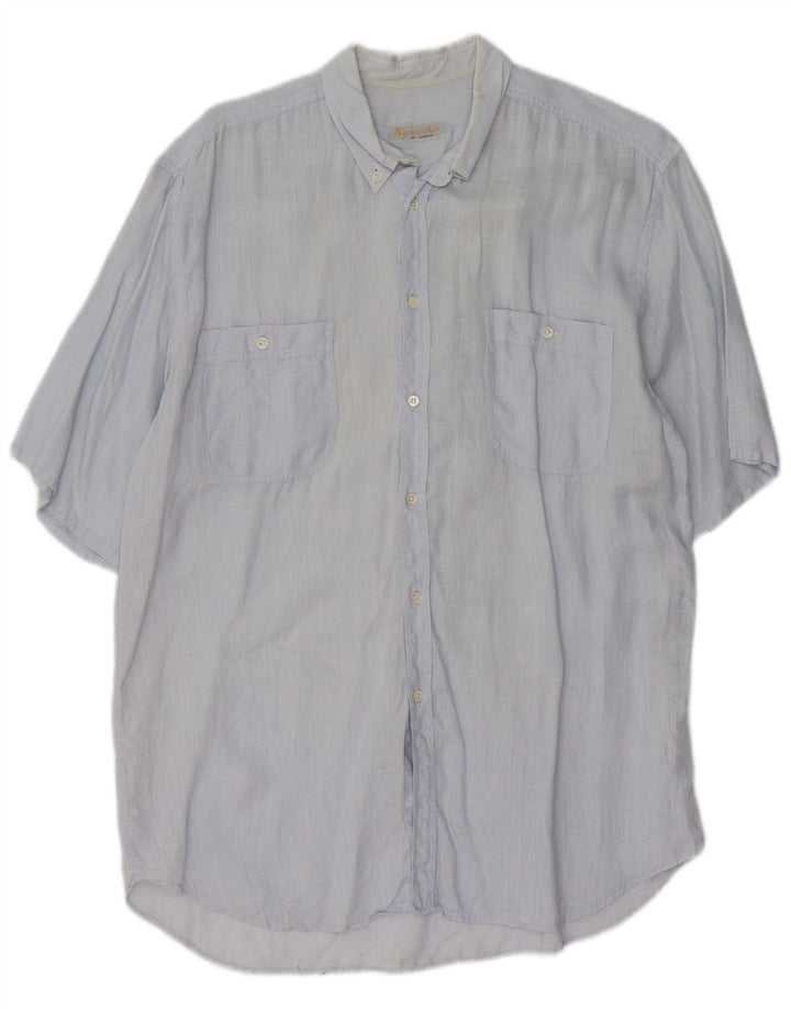 AQUASCUTUM Mens Short Sleeve Shirt Size 15 3/4 40  Medium Blue