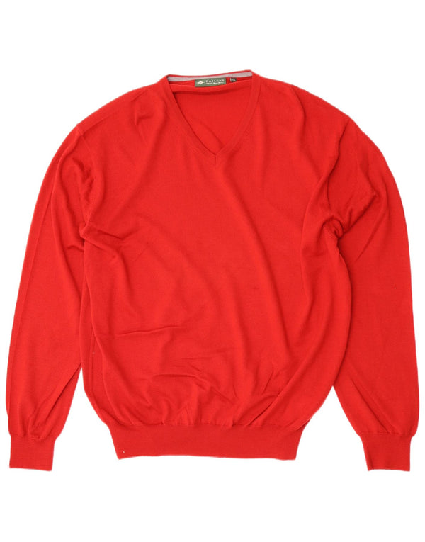 Ανδρικό πουλόβερ Baileys με V λαιμόκοψη 2XL Red New Wool