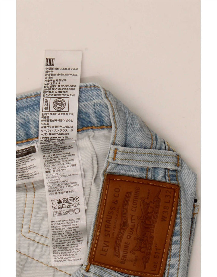 Levi's Mens 511 Distressed Slim Jeans W38 L32 Μπλε βαμβακερό
