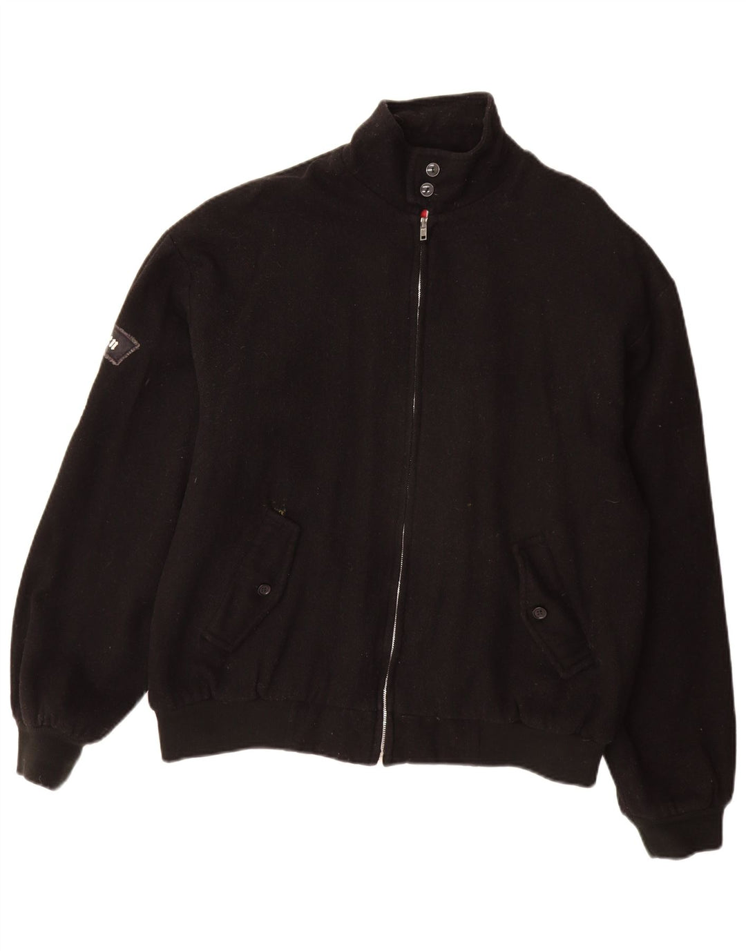 Vintage Ανδρικό Bomber Jacket UK 40 Large Black Wool