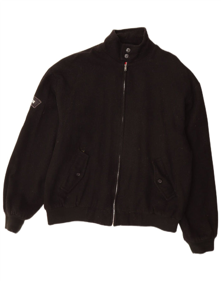 Vintage Ανδρικό Bomber Jacket UK 40 Large Black Wool