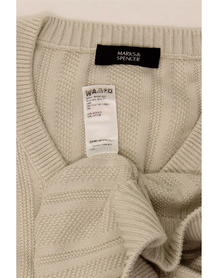 Marks & Spencer Ανδρικό πουλόβερ με λαιμόκοψη με λαιμόκοψη Μεγάλο μπεζ ακρυλικό