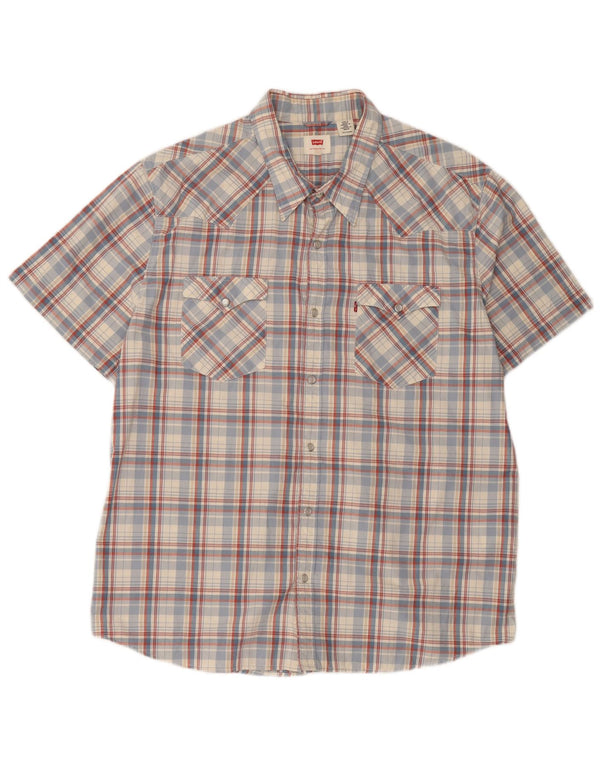 Ανδρικό κοντομάνικο πουκάμισο Levi's 2XL Blue Check Cotton