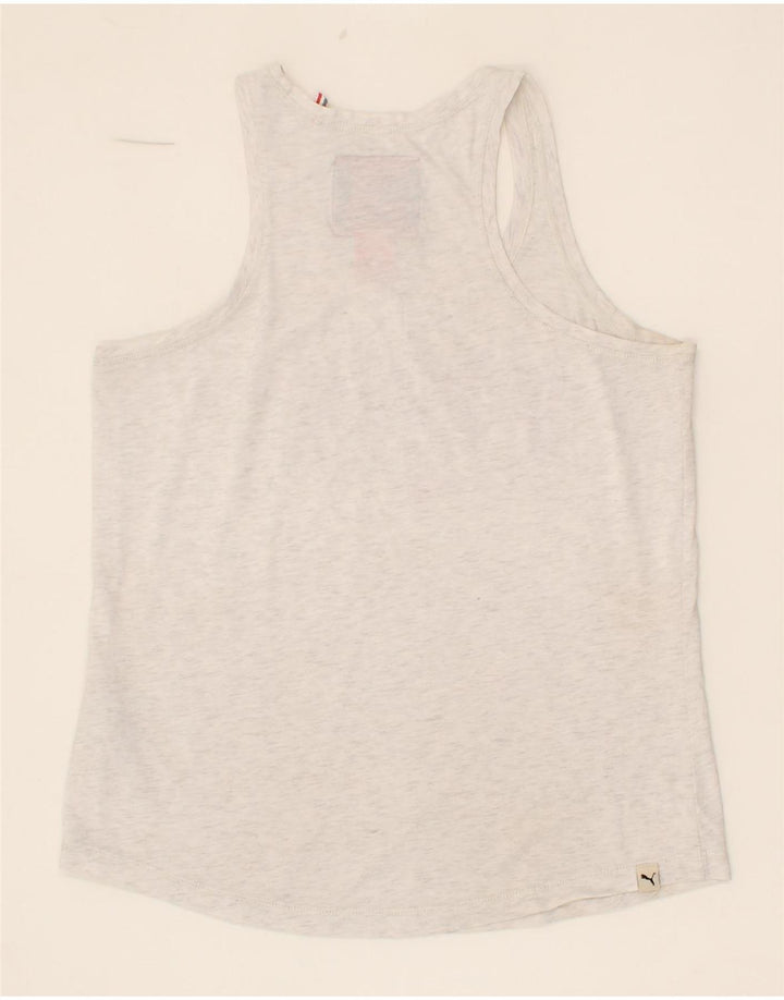 PUMA Womens Graphic Vest Top UK 10 Small Grey Cotton Vintage Puma and Second-Hand Puma from Messina Hembry 