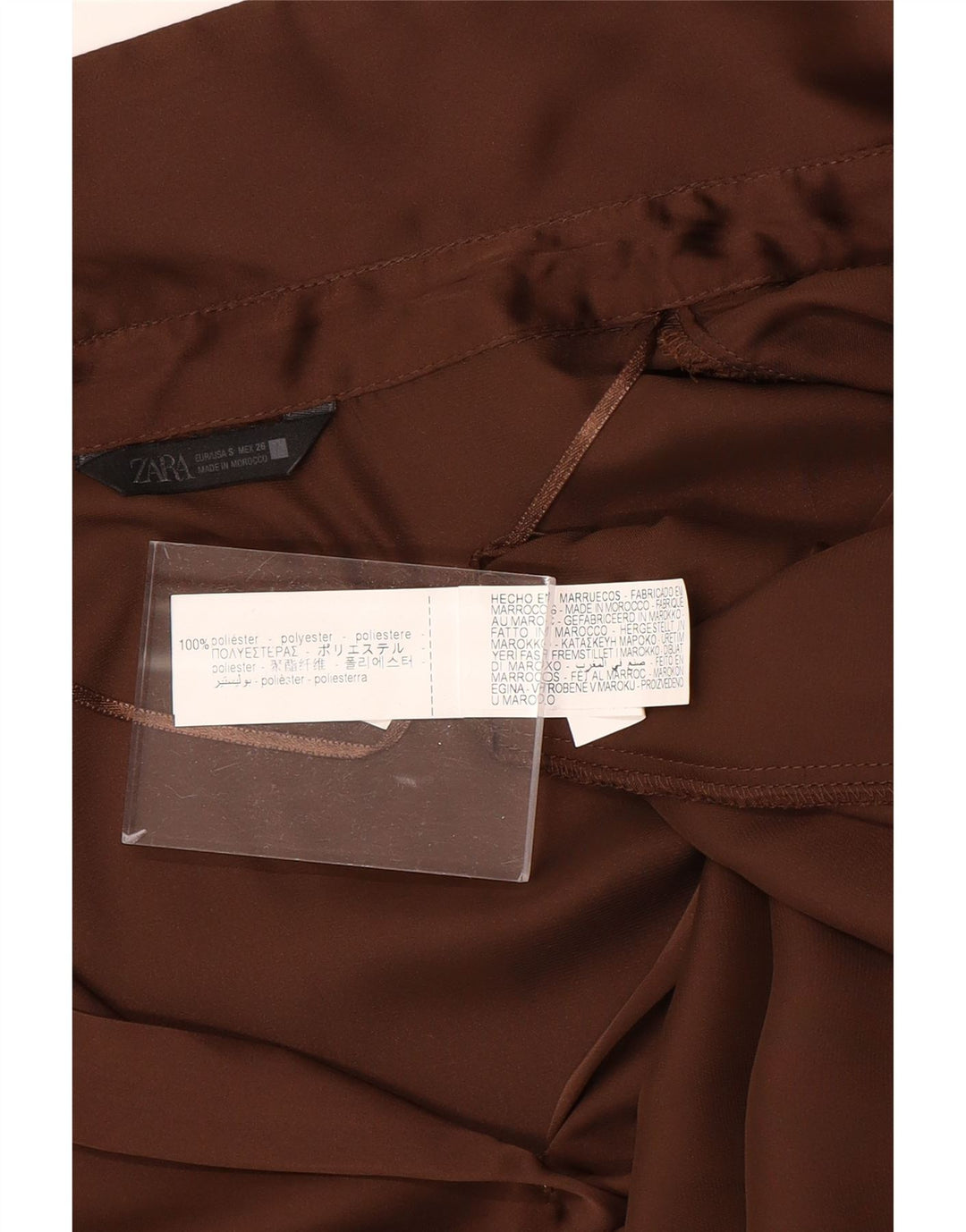 ZARA Γυναικείο πουκάμισο Oversized Μπλούζα UK 10 Small Brown Polyester