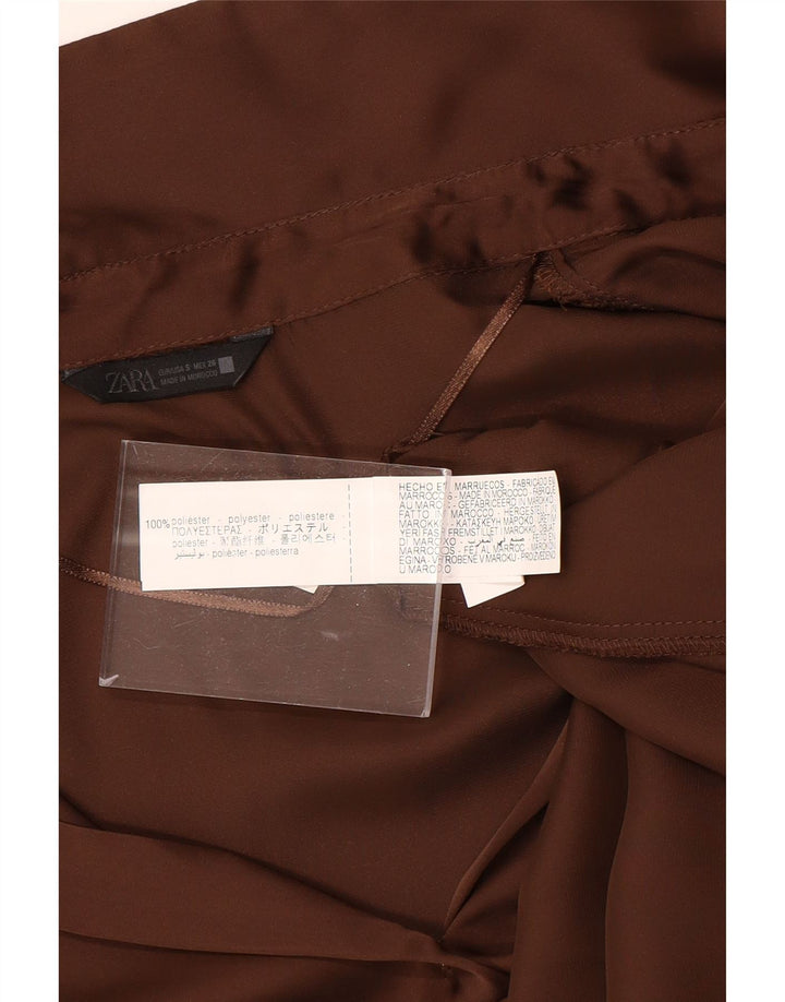 ZARA Γυναικείο πουκάμισο Oversized Μπλούζα UK 10 Small Brown Polyester
