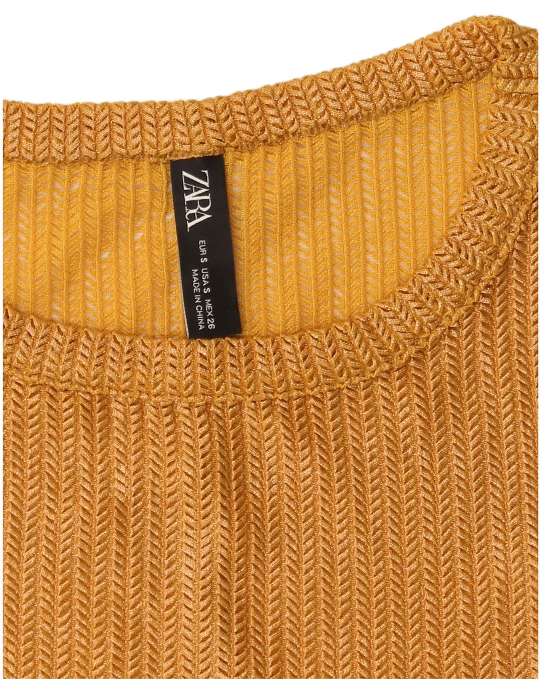 Zara Γυναικείο See Through Τοπ μακρυμάνικο UK 10 Small Gold