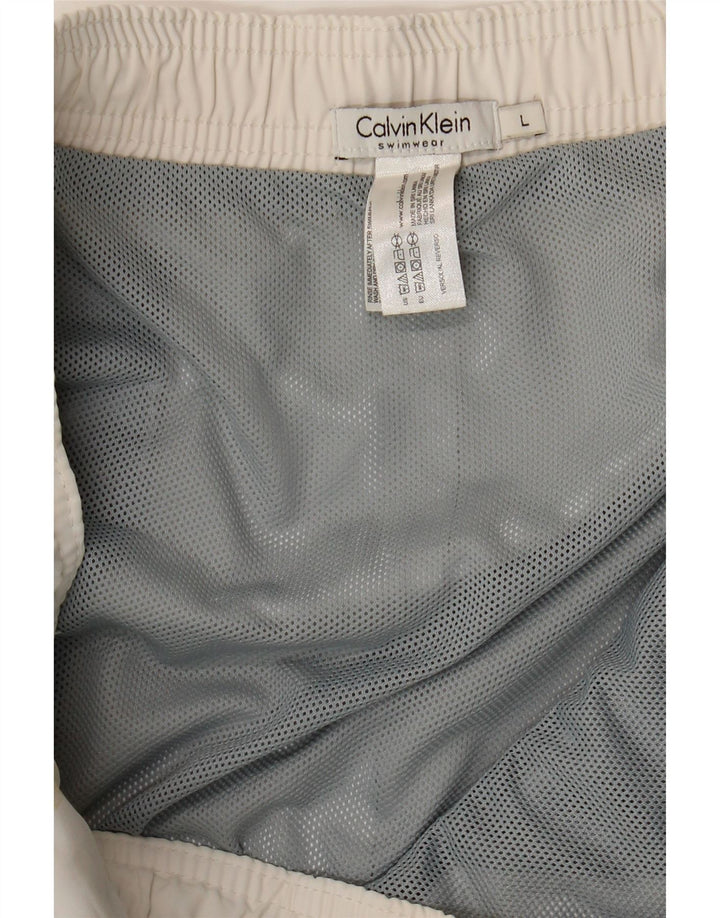 Calvin Klein Ανδρικό γραφικό σορτς κολύμβησης μεγάλο λευκό πολυεστέρα