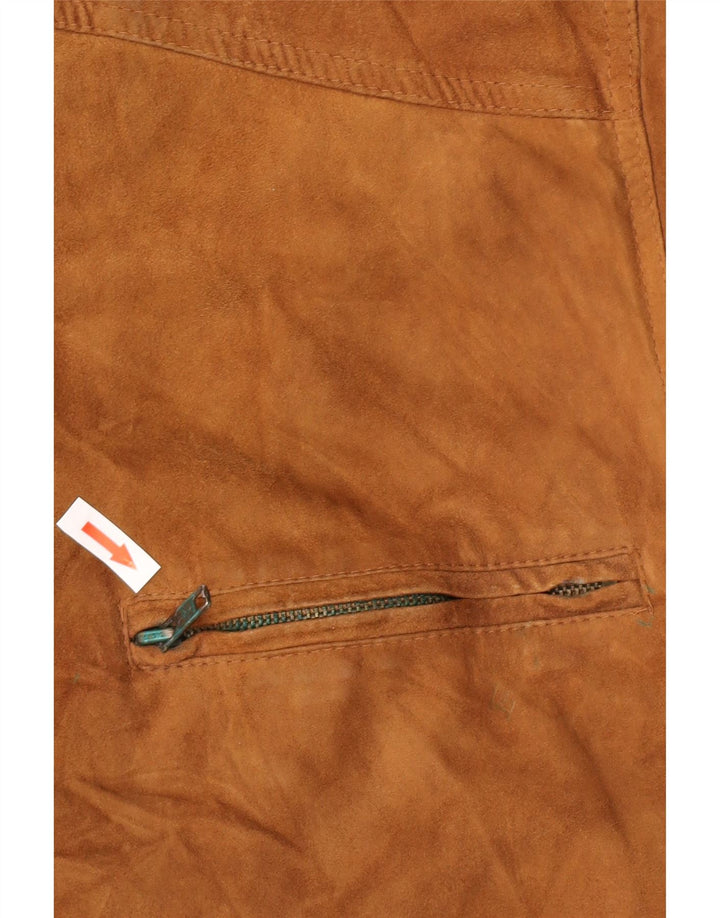 Vintage Ανδρικό Suede Bomber Jacket UK 38 Medium Brown Δερμάτινο