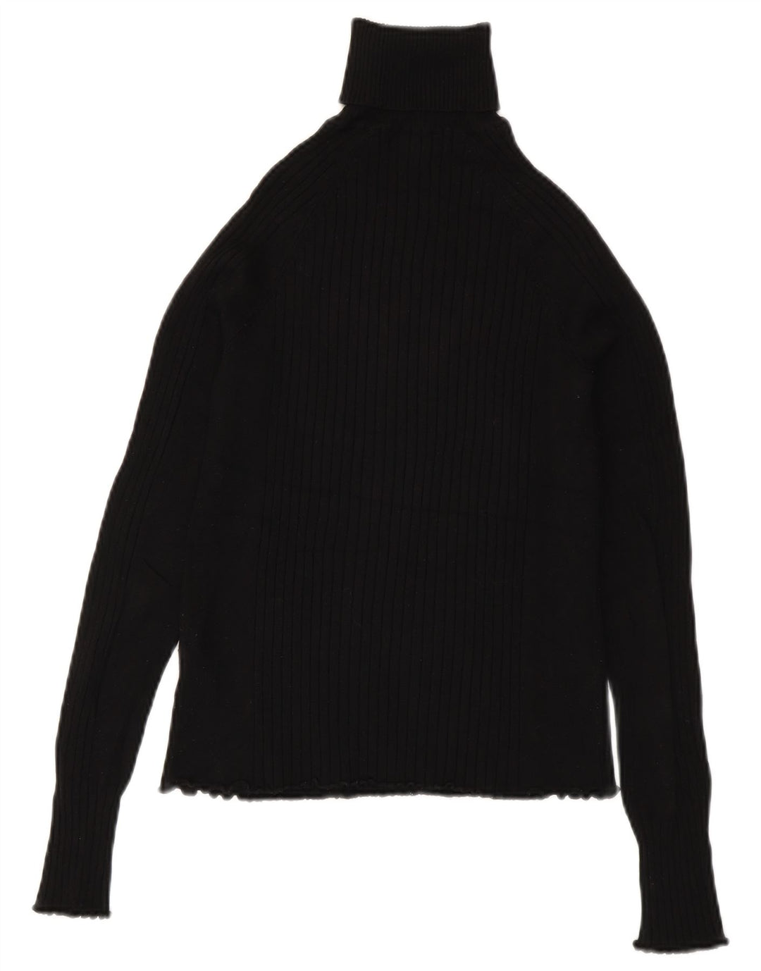 Zara Γυναικείο πουλόβερ με ρολό λαιμόκοψη UK 8 Small Black Viscose