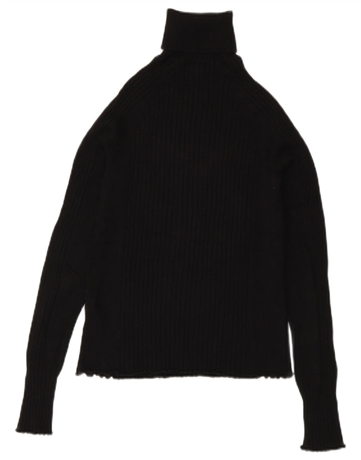 Zara Γυναικείο πουλόβερ με ρολό λαιμόκοψη UK 8 Small Black Viscose
