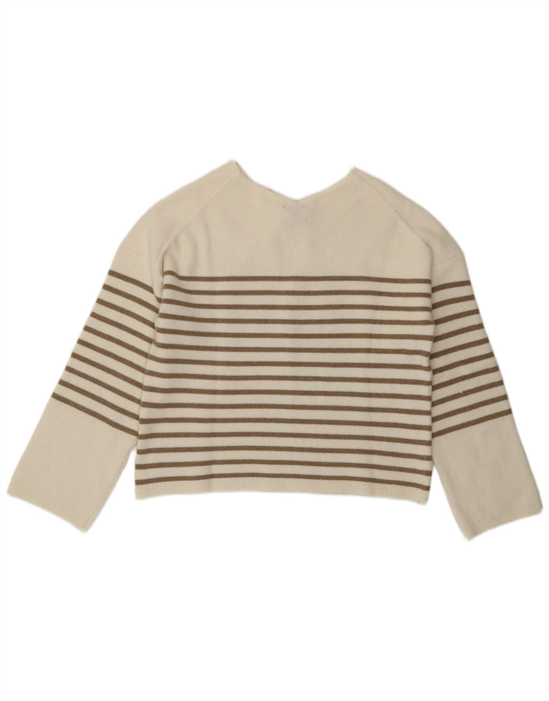 MASSIMO DUTTI Γυναικείο πουλόβερ με λαιμόκοψη με V λαιμόκοψη UK 10 Small White ριγέ