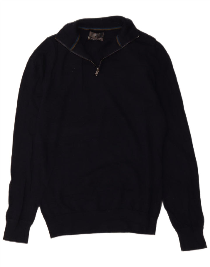 Marks & Spencer Ανδρικό πουλόβερ με φερμουάρ Μικρό Μαλλί Merino Μαλλί