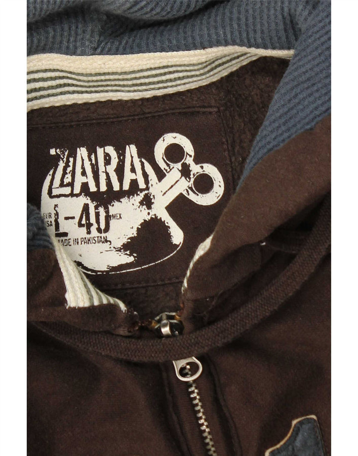 Ανδρικό πουλόβερ με κουκούλα με φερμουάρ Zara EU 40 Μεσαίο καφέ