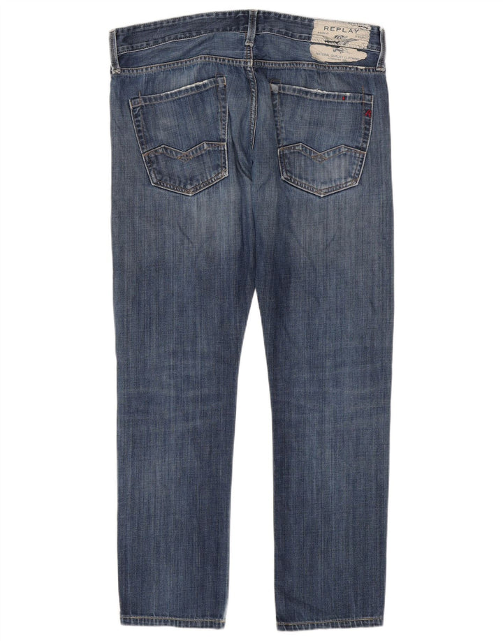 Replay Mens Waitom Distressed Slim Jeans W36 L30 Blue