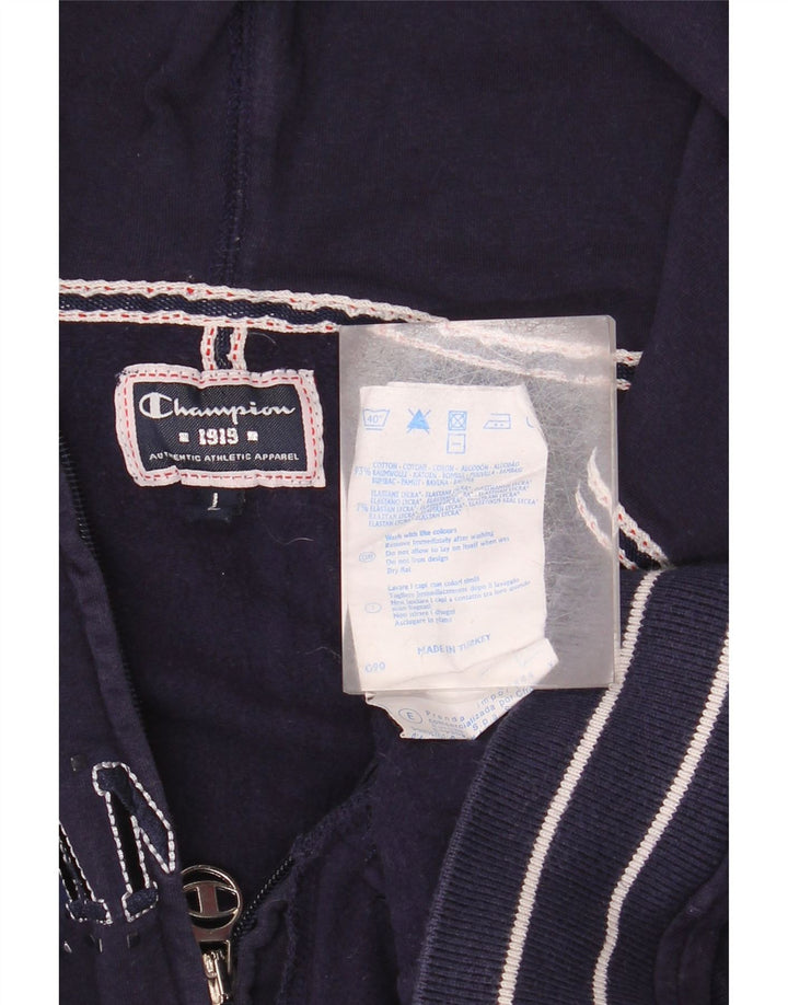 CHAMPION Γυναικείο πουλόβερ με κουκούλα με φερμουάρ UK 16 μεγάλο μπλε βαμβακερό