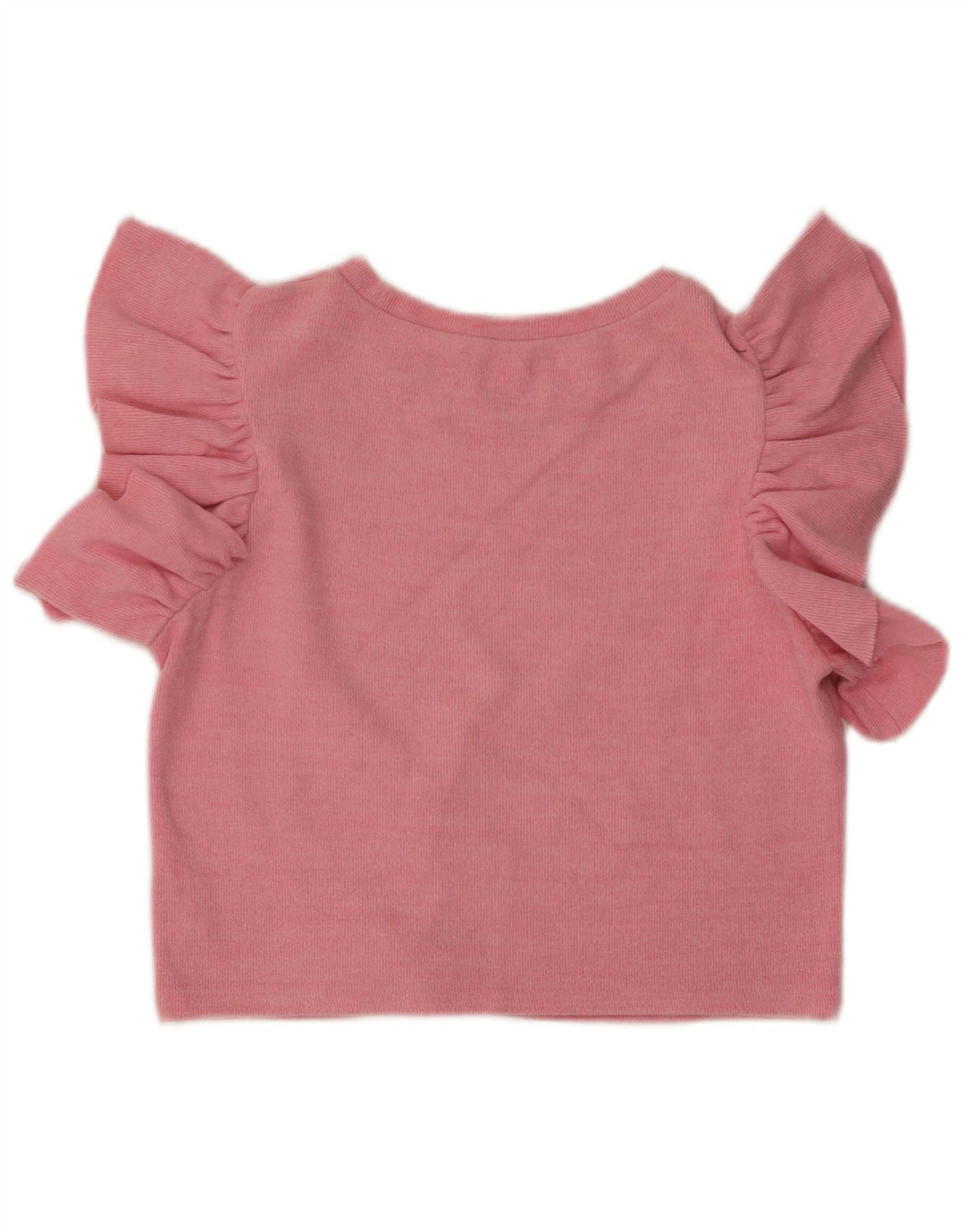 Zara Γυναικεία Crop Μπλούζα Τοπ UK 12 Μέτριο Ροζ Βαμβακερό
