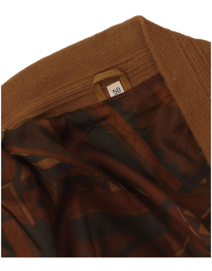 VINTAGE Ανδρικό Suede Bomber Jacket IT 50 Large Brown