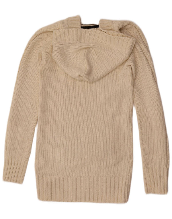 Zara Γυναικείο πουλόβερ με κουκούλα UK 12 Medium Off White