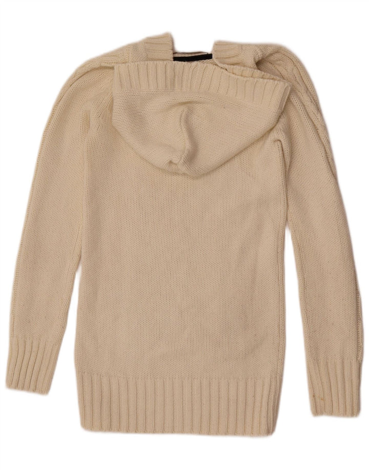 Zara Γυναικείο πουλόβερ με κουκούλα UK 12 Medium Off White