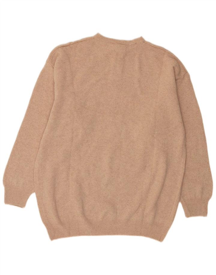 Γυναικείο πουλόβερ με λαιμό κουμπιά VINTAGE UK 14 Medium Beige Floral