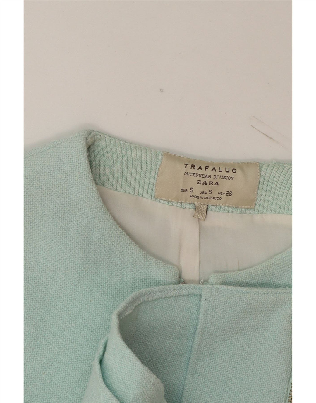 ZARA Womens Trafaluc Crop Blazer Jacket UK 8 Small Blue Viscose Vintage Zara and Second-Hand Zara from Messina Hembry 