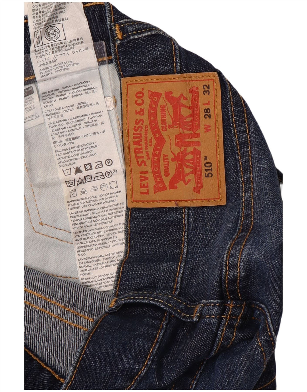 Levi's Mens 510 Skinny Jeans W28 L32 Μπλε βαμβακερό