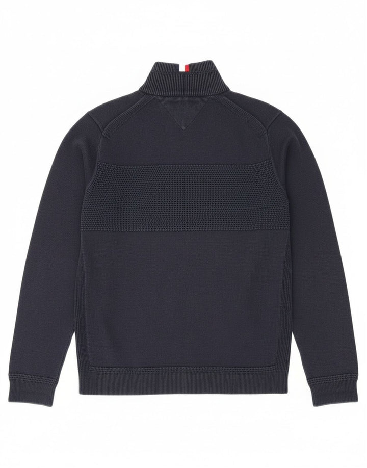 Ανδρικό πουλόβερ με φερμουάρ Tommy Hilfiger, βαμβακερό, μεσαίο ναυτικό