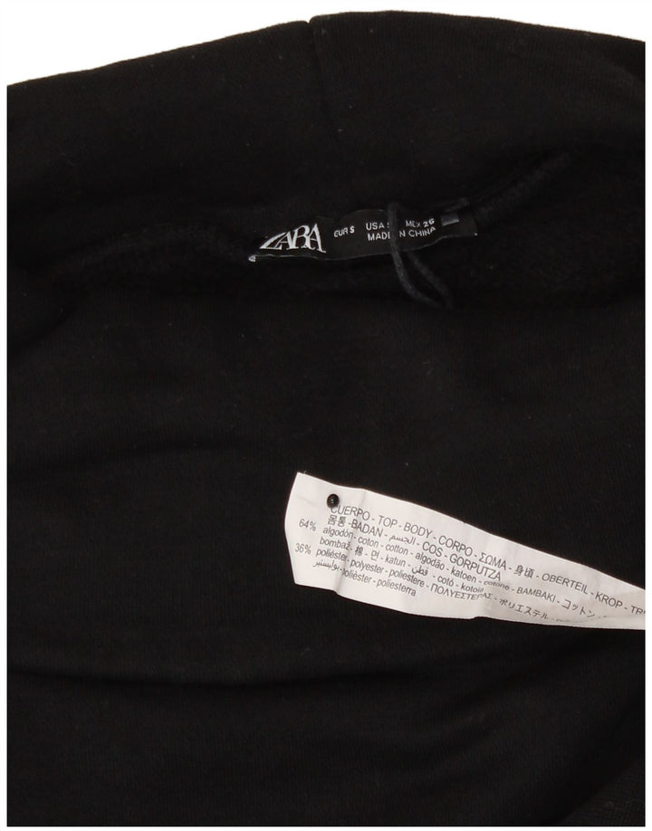 Zara Γυναικεία φούτερ Oversized Crop Jumper UK 10 Small Black Cotton