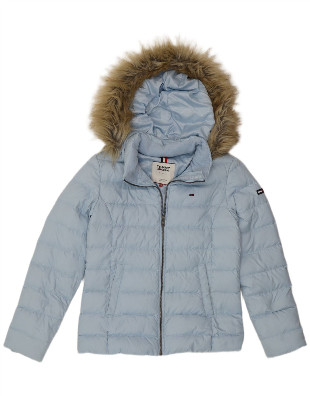 Tommy Hilfiger Γυναικείο μπουφάν με κουκούλα UK 14 Medium Blue Polyester